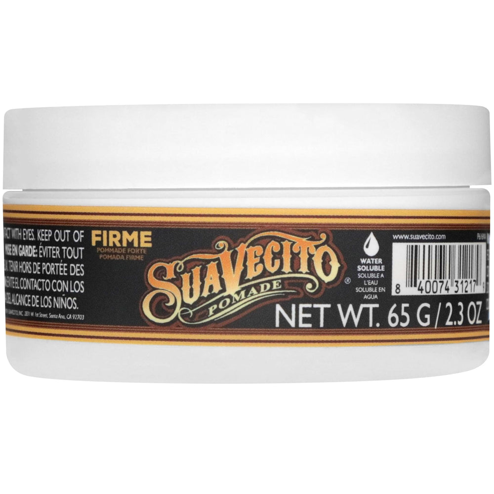 Close-up of Suavecito label and ingredients highlighting community-made quality
