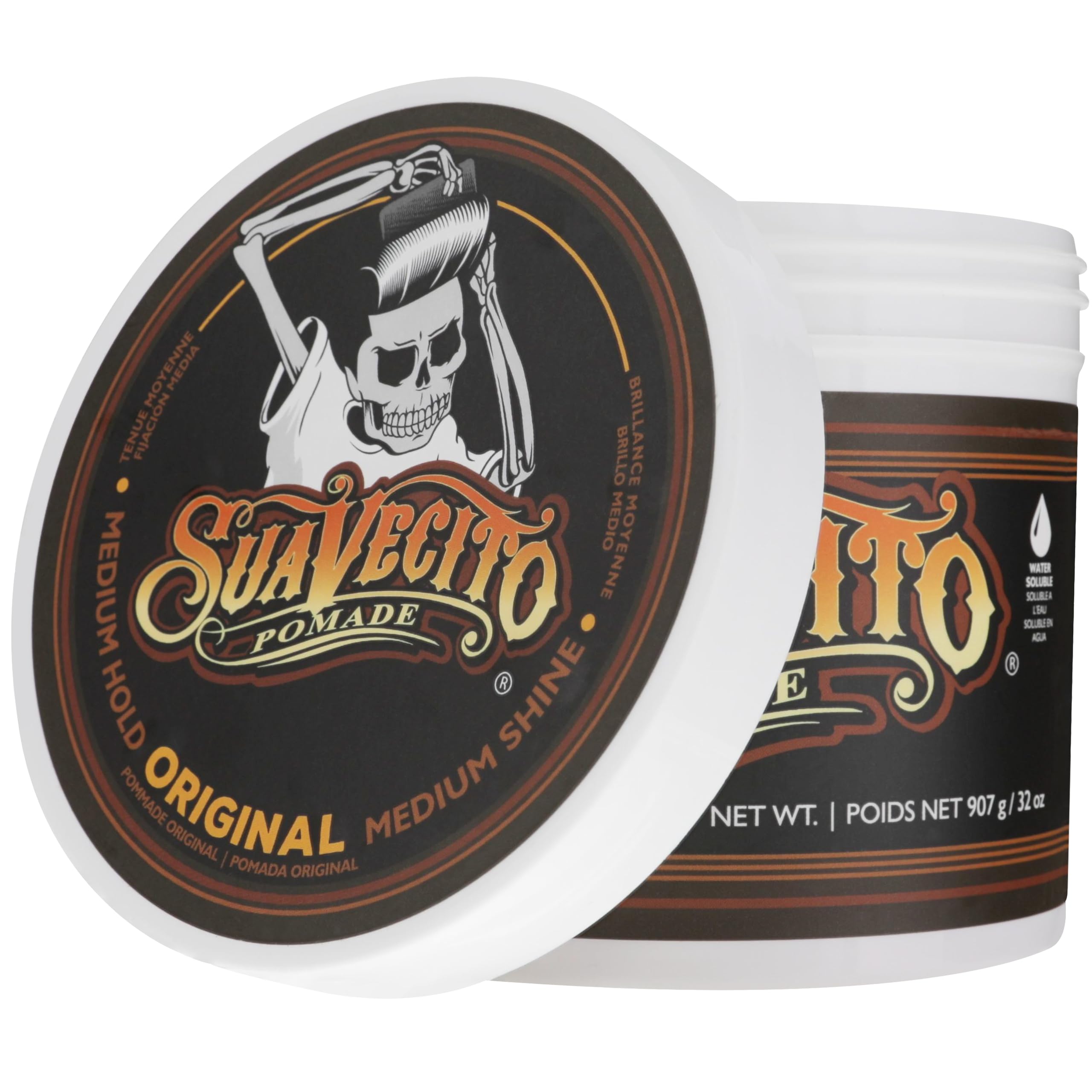 Suavecito label close-up displaying ingredients and product information for reassurance