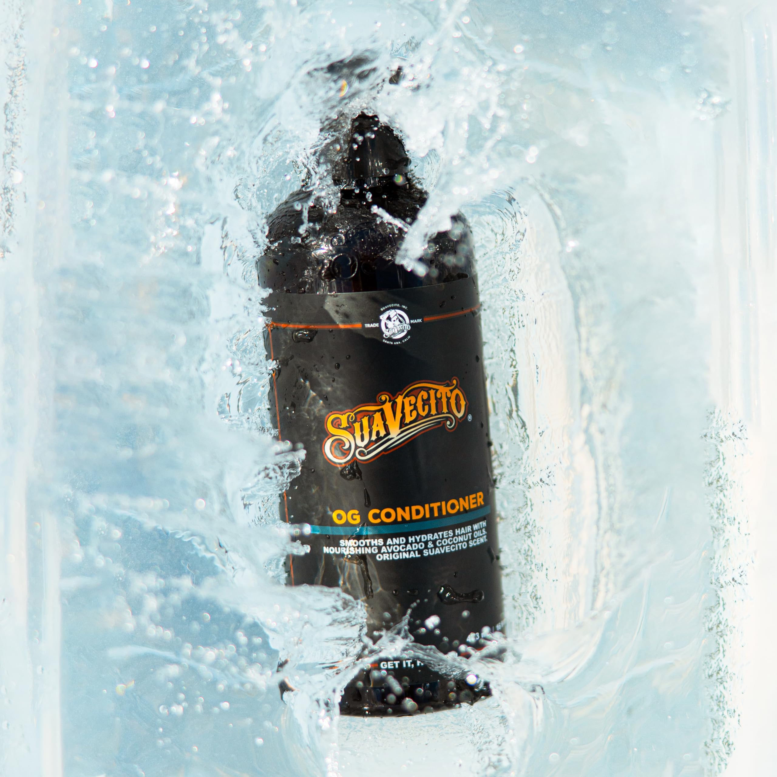 Suavecito applied to hair in shower demonstrating hydration and slip