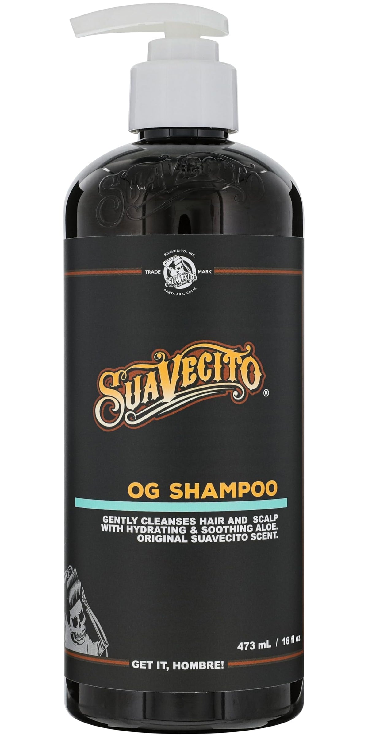 Suavecito OG shampoo front pump bottle showing brand and size for easy purchase