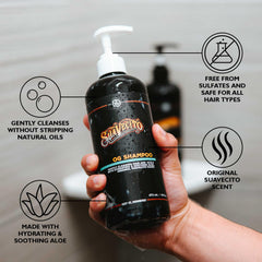 Suavecito OG shampoo pump action dispensing product for controlled, mess-free use