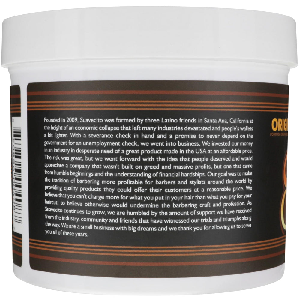 Suavecito beside a common object showing scale of the 32 oz tub for value perspective
