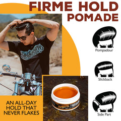 Man with Suavecito-styled pompadour showing strong hold and medium shine