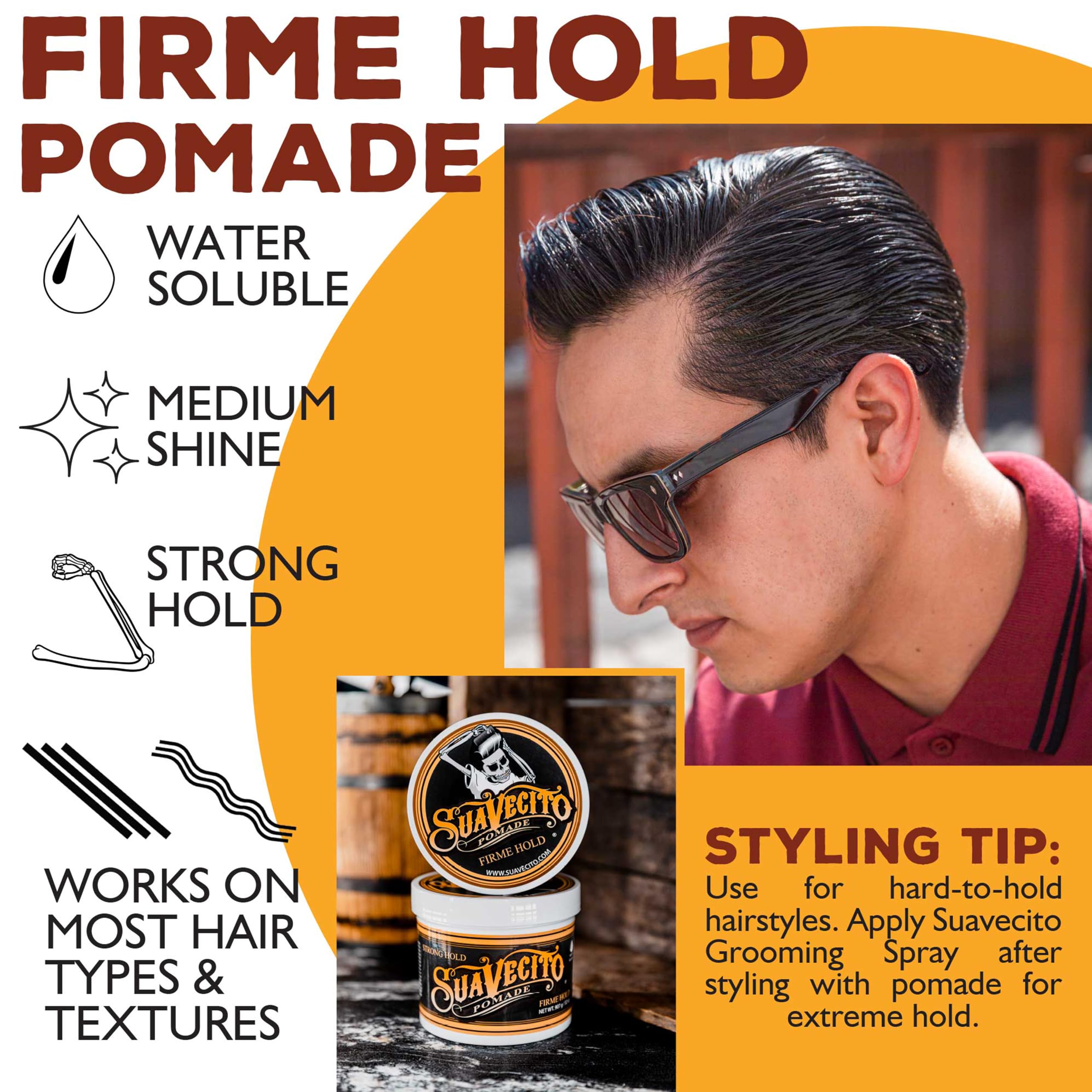 Suavecito used on longer textured hair showing definition and shine benefit