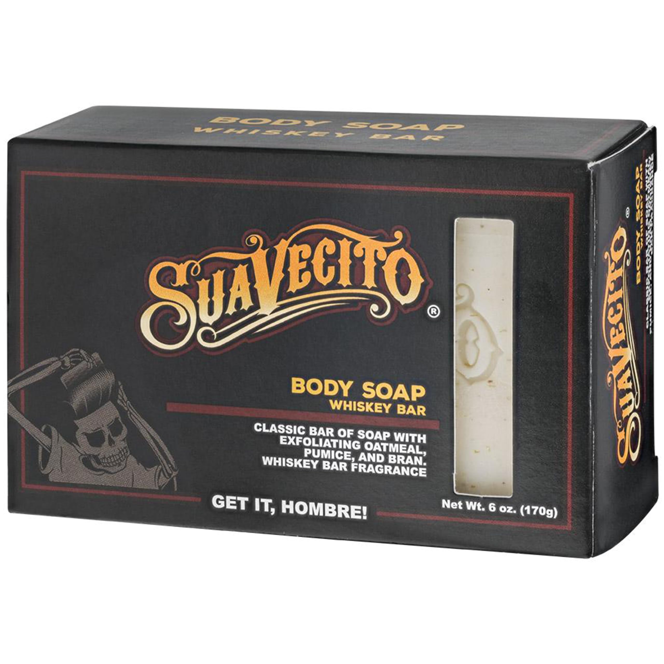 Suavecito bar in use in shower demonstrating effective exfoliation and moisturizing benefit