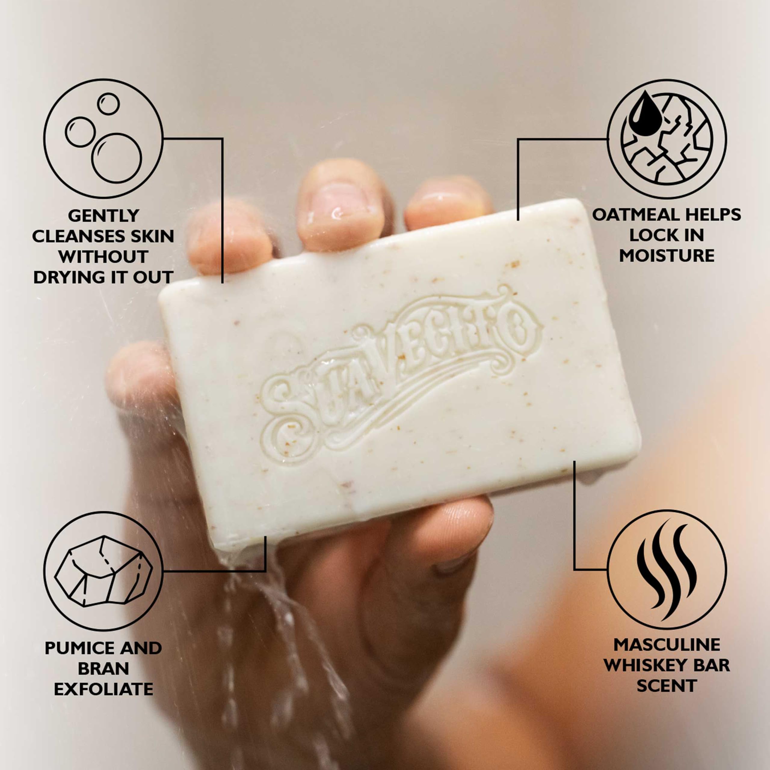 Suavecito single Whiskey Bar closeup highlighting shape and easy grip for convenient use