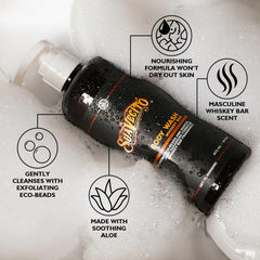 Close-up foam with eco-beads showing Suavecito exfoliation and gentle polishing benefit
