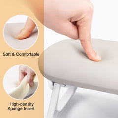 SUBAY arm rest beside nail lamp demonstrating low profile and space saving