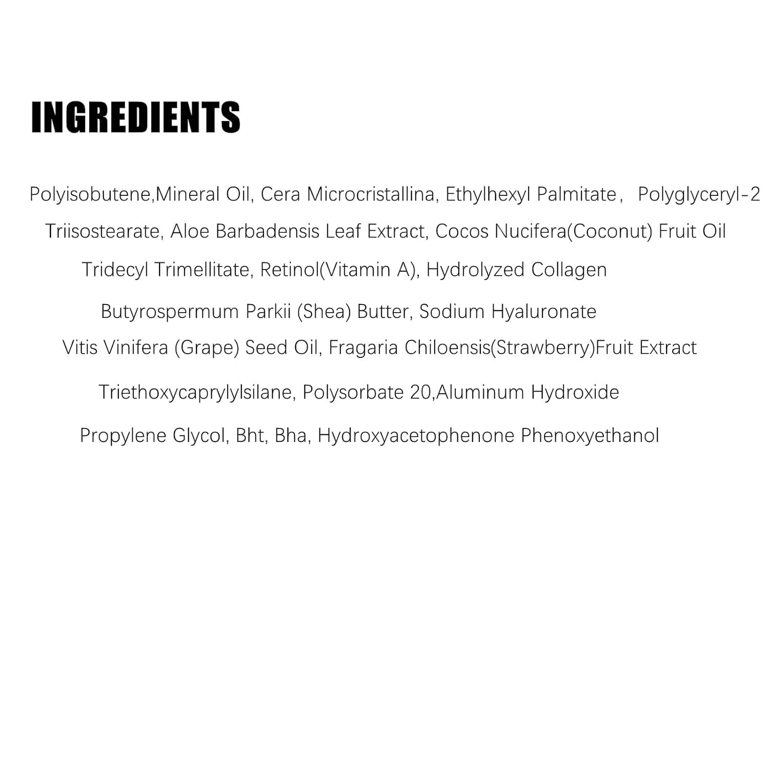 SUDAJI ingredient label close-up highlighting collagen and hyaluronic acid