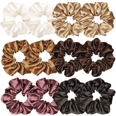 Sufermoe front packaging showing 12 satin scrunchies and easy selection benefits