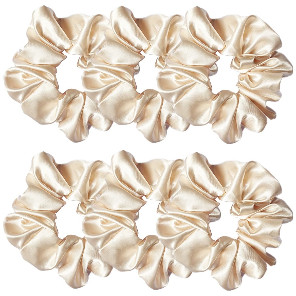 Sufermoe beige scrunchies front pack showing six pieces and neat presentation benefiting quick outfit matching