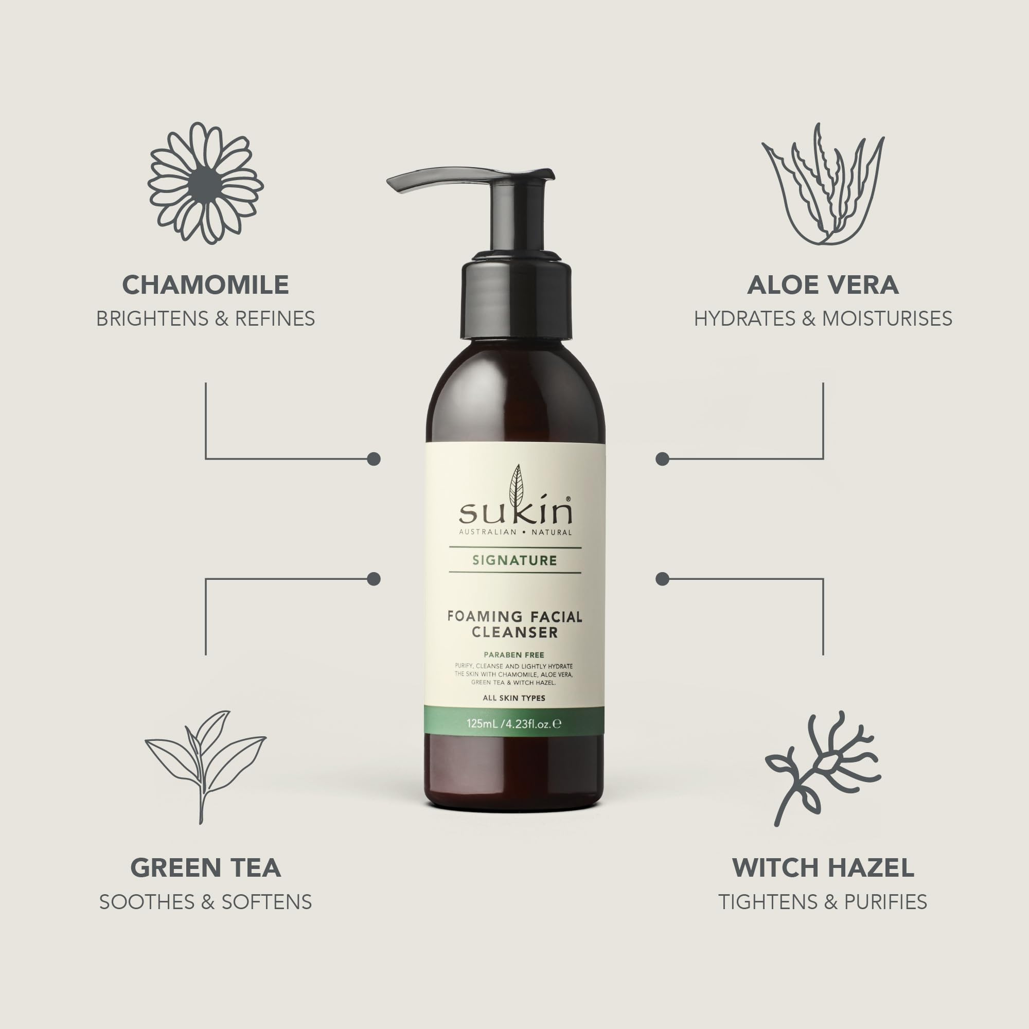 Sukin bottle beside aloe leaves showing soothing hydration benefit