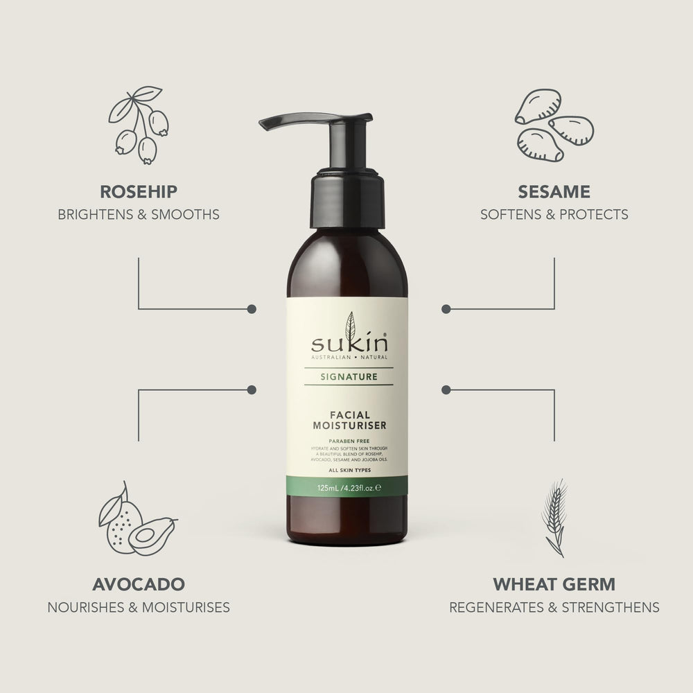Sukin ingredient label close-up showing natural oils and vitamins benefit