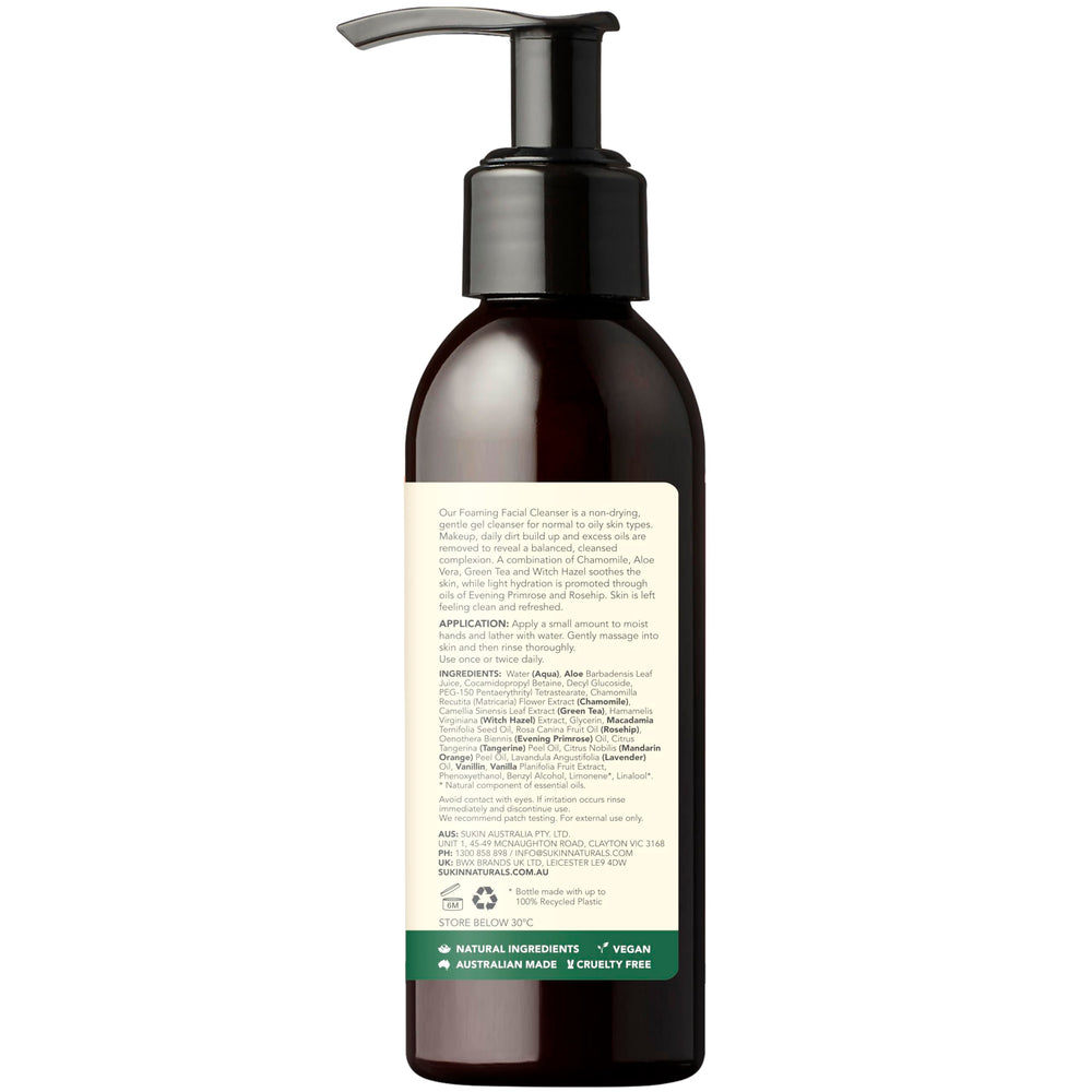 Sukin label close-up highlighting botanical ingredients and clarity