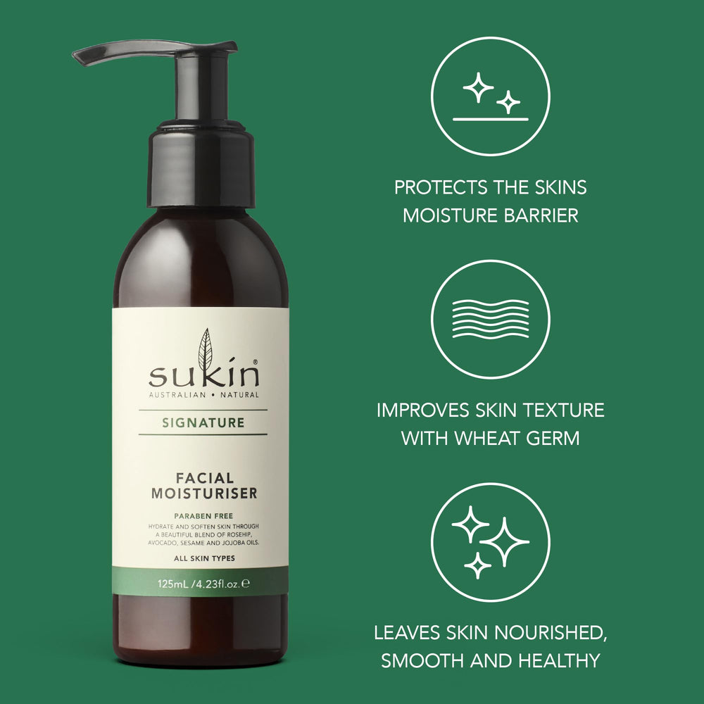 Sukin moisturizer staged in bathroom for daily routine benefit