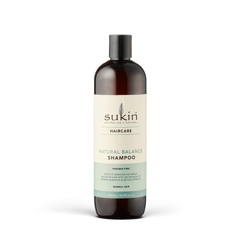 Sukin bottle front view showing label and clean-ingredient branding benefit