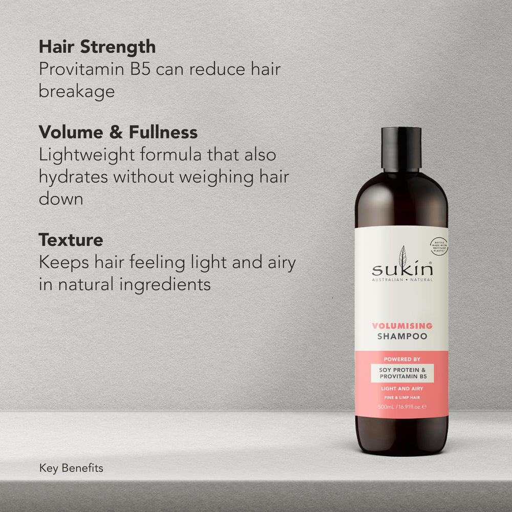 Sukin shampoo poured into palm demonstrating lightweight formula for easier distribution