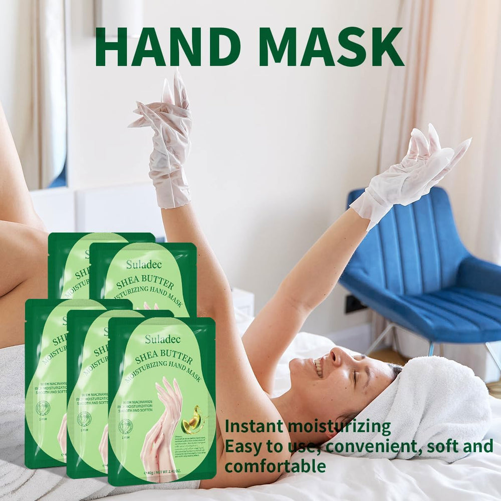 SULADEC removed gloves with serum massaged into hands for softness