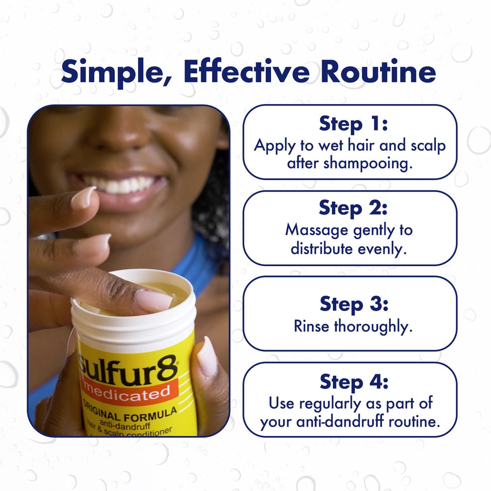 SULFUR8 being massaged into scalp to soothe itch and reduce flakes