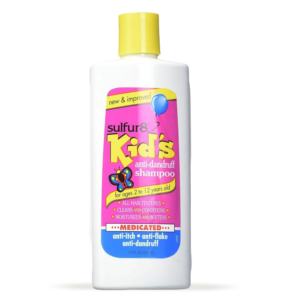 SULFUR8 front packaging showing 7.5 oz bottle and kid-friendly labeling benefit gentle control