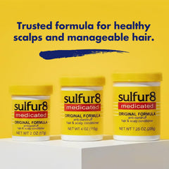 SULFUR8 bottles on bathroom shelf conveying easy daily routine