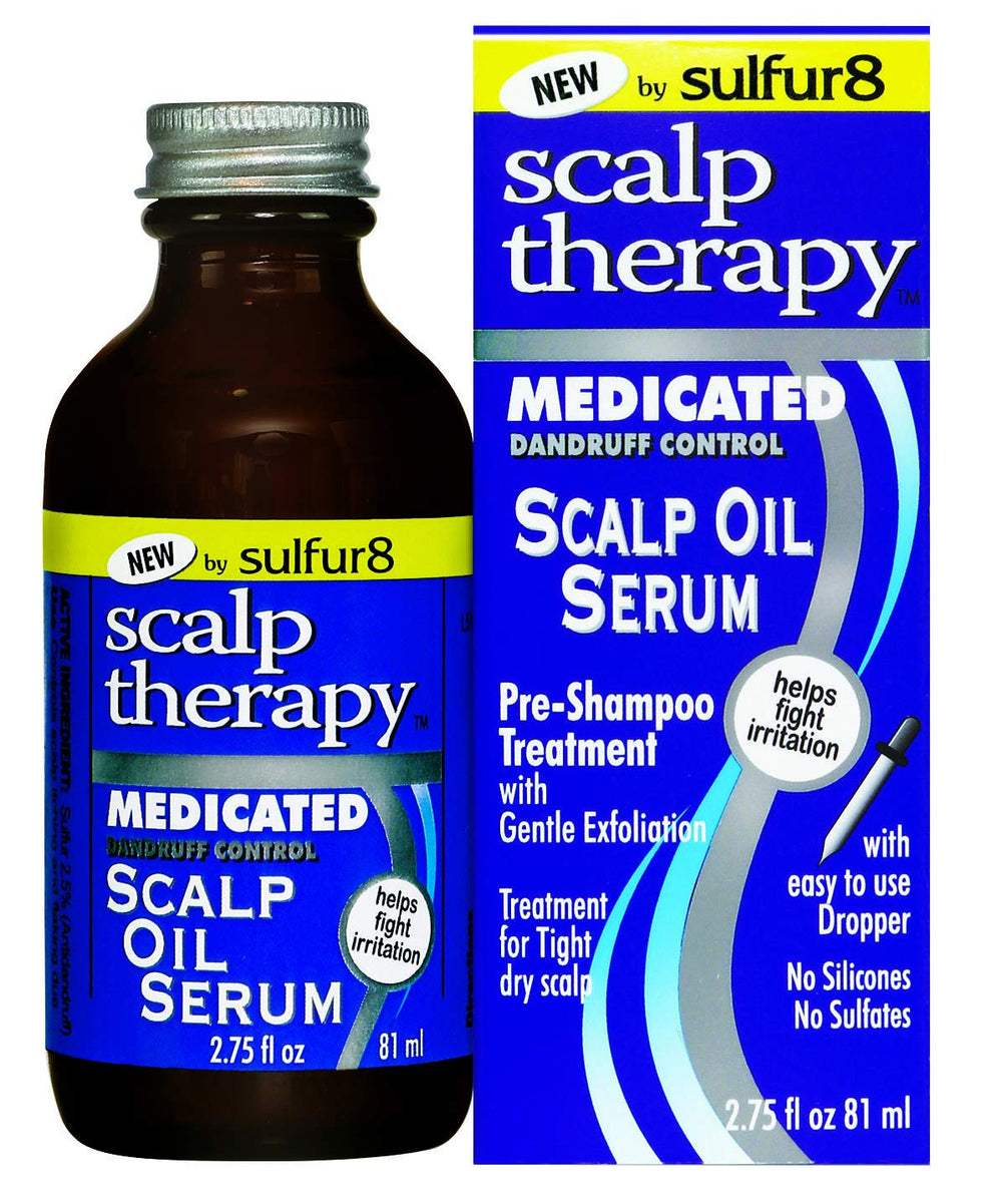 SULFUR8 front bottle view showing label and compact travel-friendly design for scalp relief