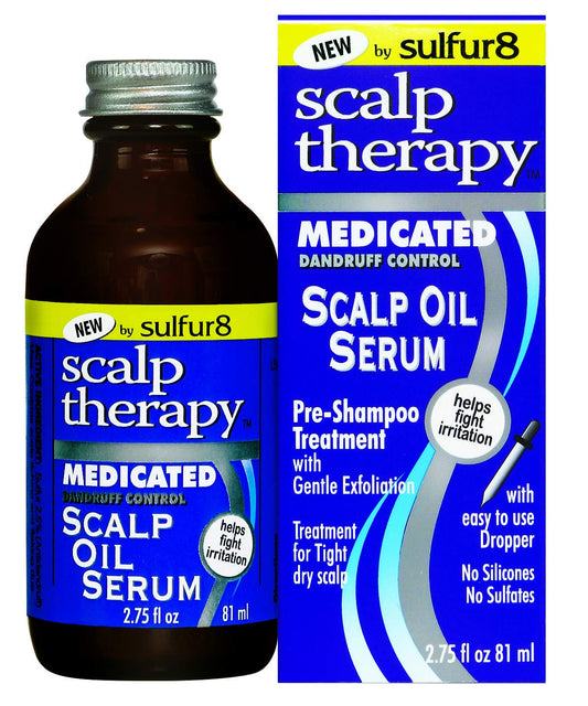 SULFUR8 front bottle view showing label and compact travel-friendly design for scalp relief