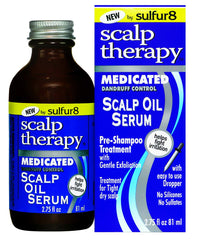 SULFUR8 front bottle view showing label and compact travel-friendly design for scalp relief