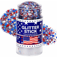 Sulily glitter stick front packaging showing patriotic colors and compact design benefit