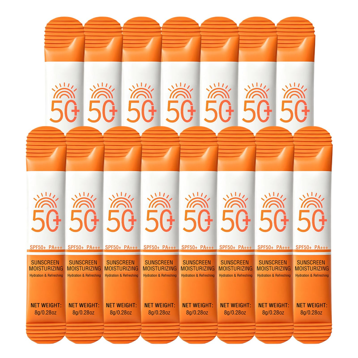 Sulily front packet display showing compact SPF 50+ convenience
