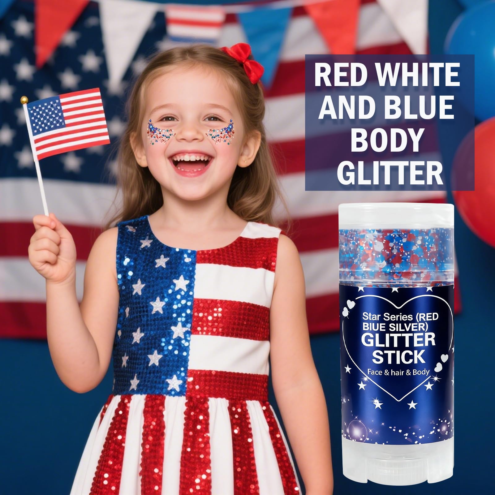 Sulily glitter texture close-up revealing mixed red white blue sparkles and multi-dimensional shine
