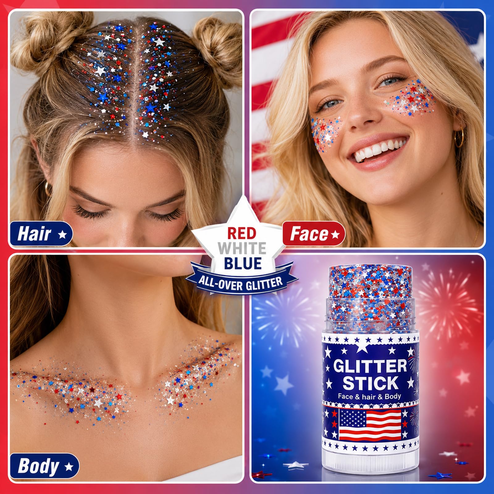 Sulily glitter in hair parting adding team-spirit accent benefit