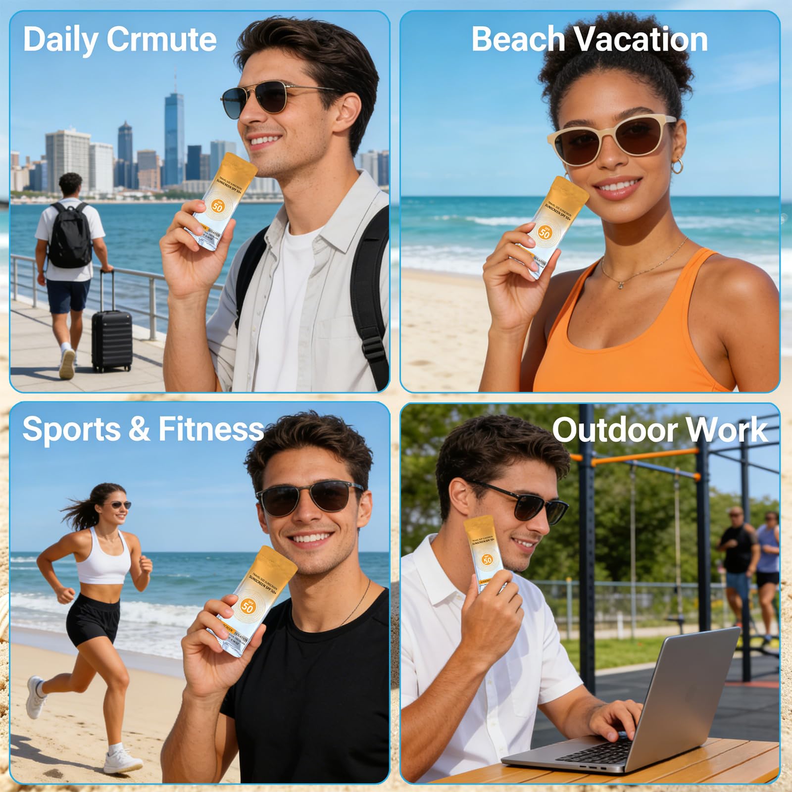 Sulily sachet label panel showing SPF 50+ information and clarity