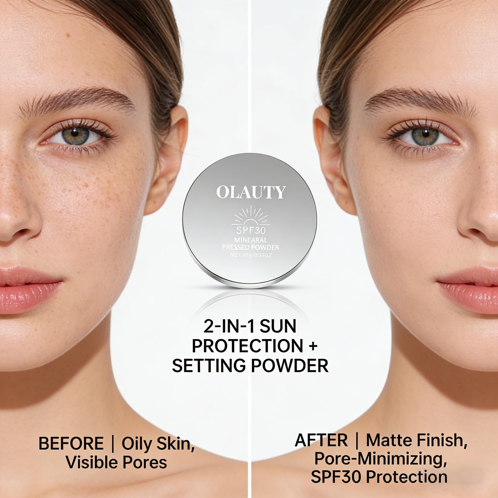 Sulily pressed powder texture closeup showing fine minerals for smooth finish