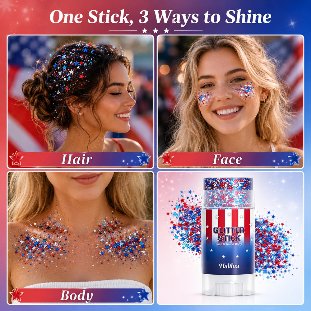 Sulily glitter stick in hand to show pocket-friendly size and portability