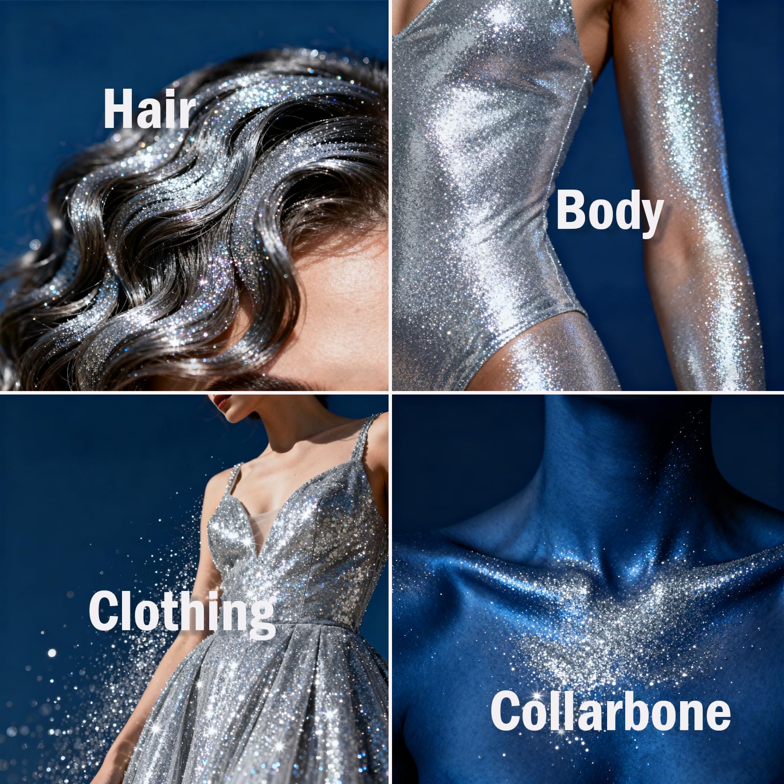 Sulily spray applied in hair for festival look, boosts visible stage sparkle