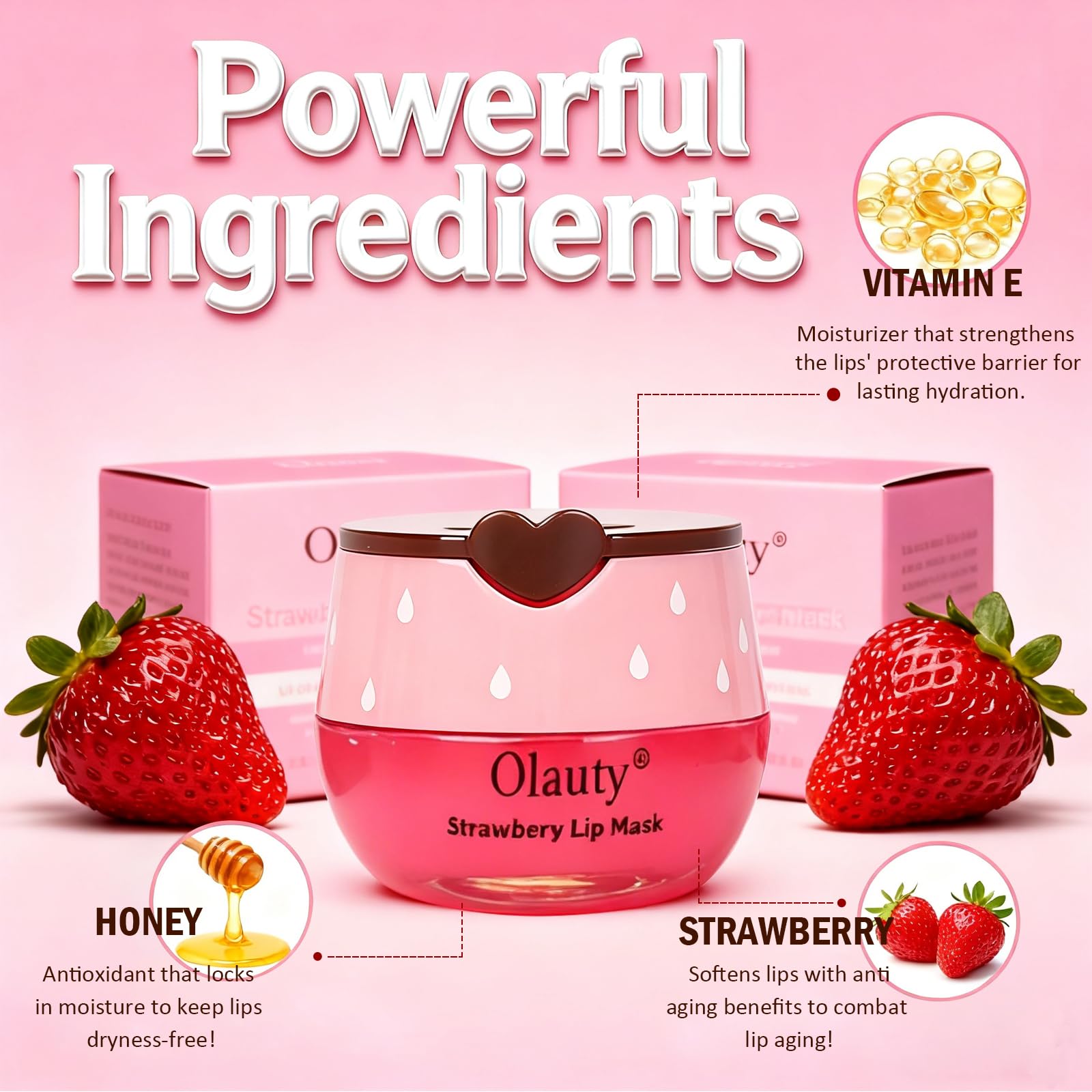 Sulily strawberry balm applied to lips showing hydrating glossy benefit