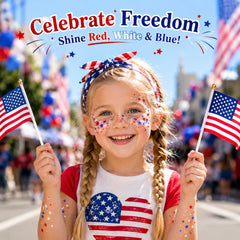 Sulily close-up texture of red white blue glitter showing layered sparkle effect