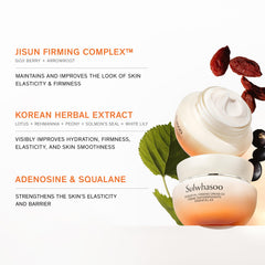 Sulwhasoo cream being smoothed onto cheek demonstrating fast absorption and plumping benefit