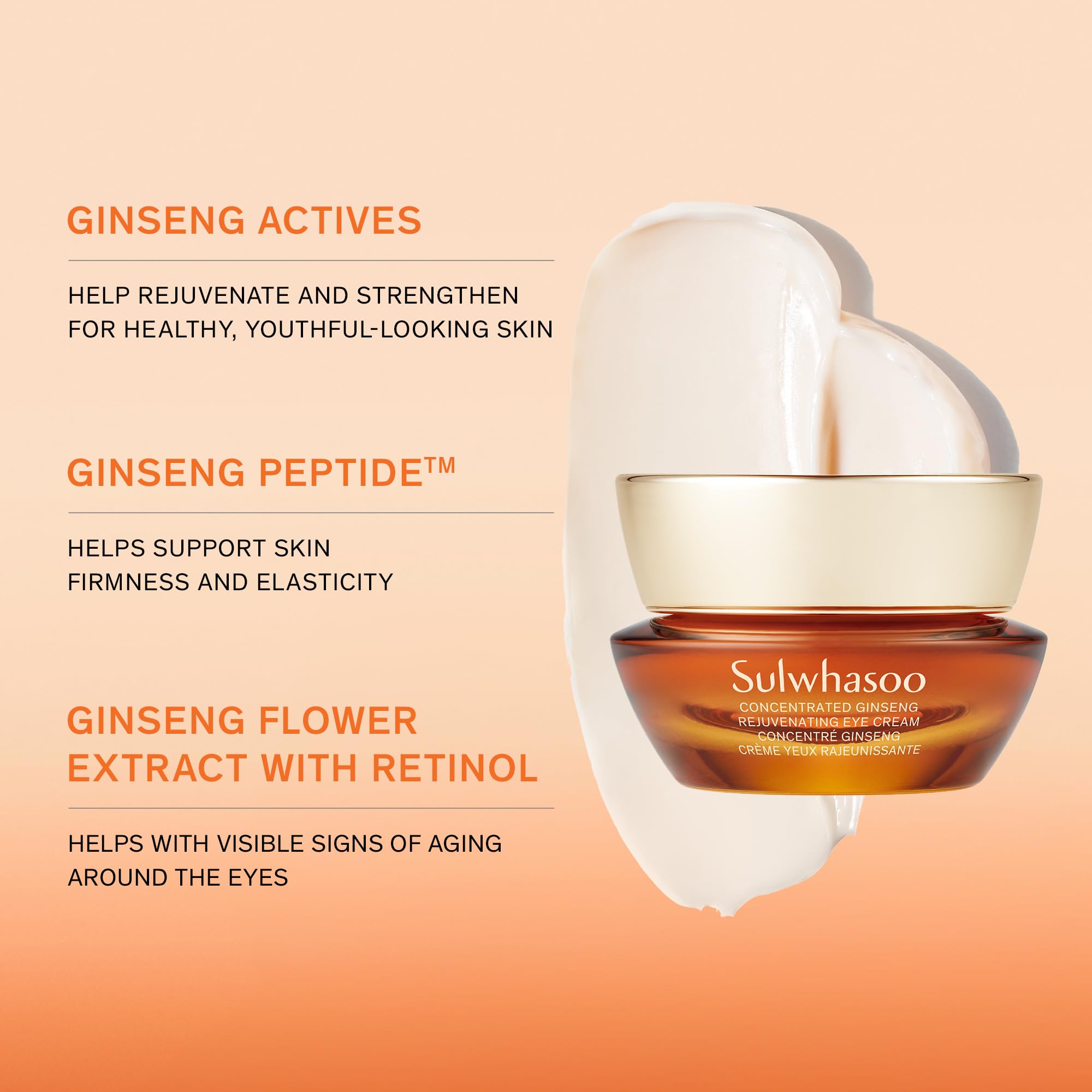 Sulwhasoo cream on fingertip ready to apply, demonstrating easy absorption and nourishment