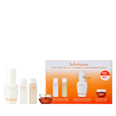 Sulwhasoo First Care Trial Kit front packaging showing complete set and benefits