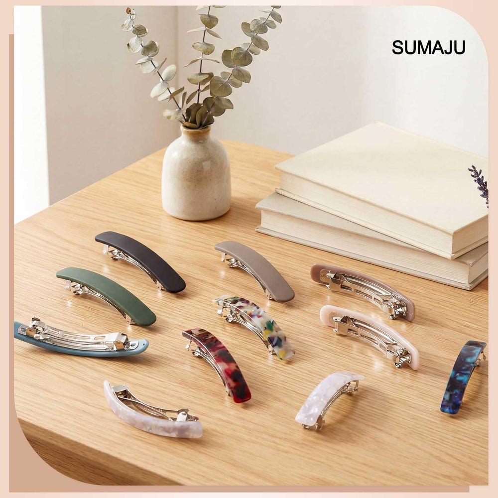 SUMAJU barrette clipped in hair demonstrating secure hold and style