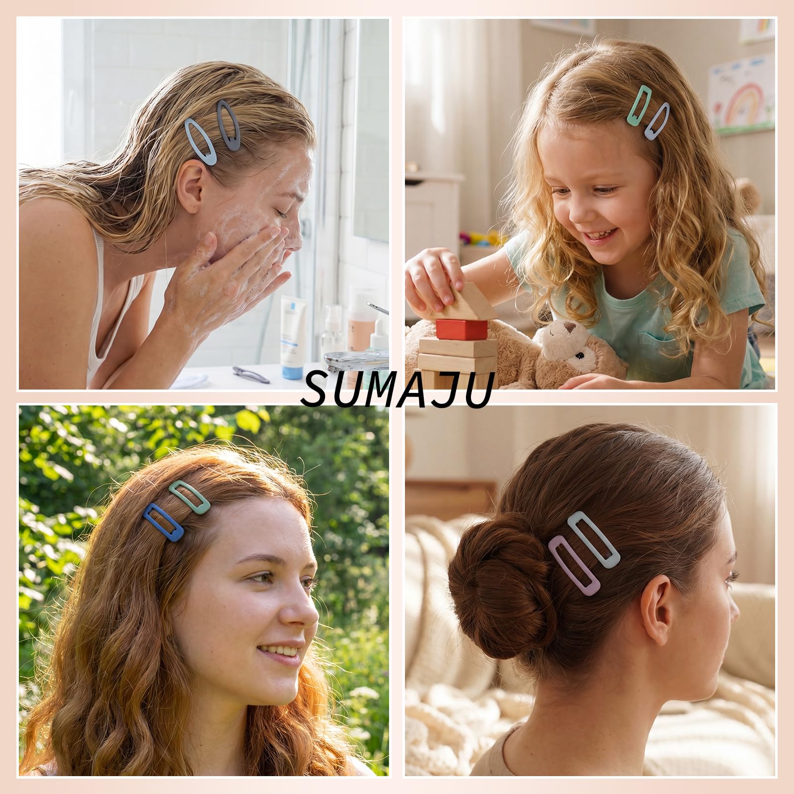 SUMAJU clips used in hair demonstrating quick styling and no-slip benefit