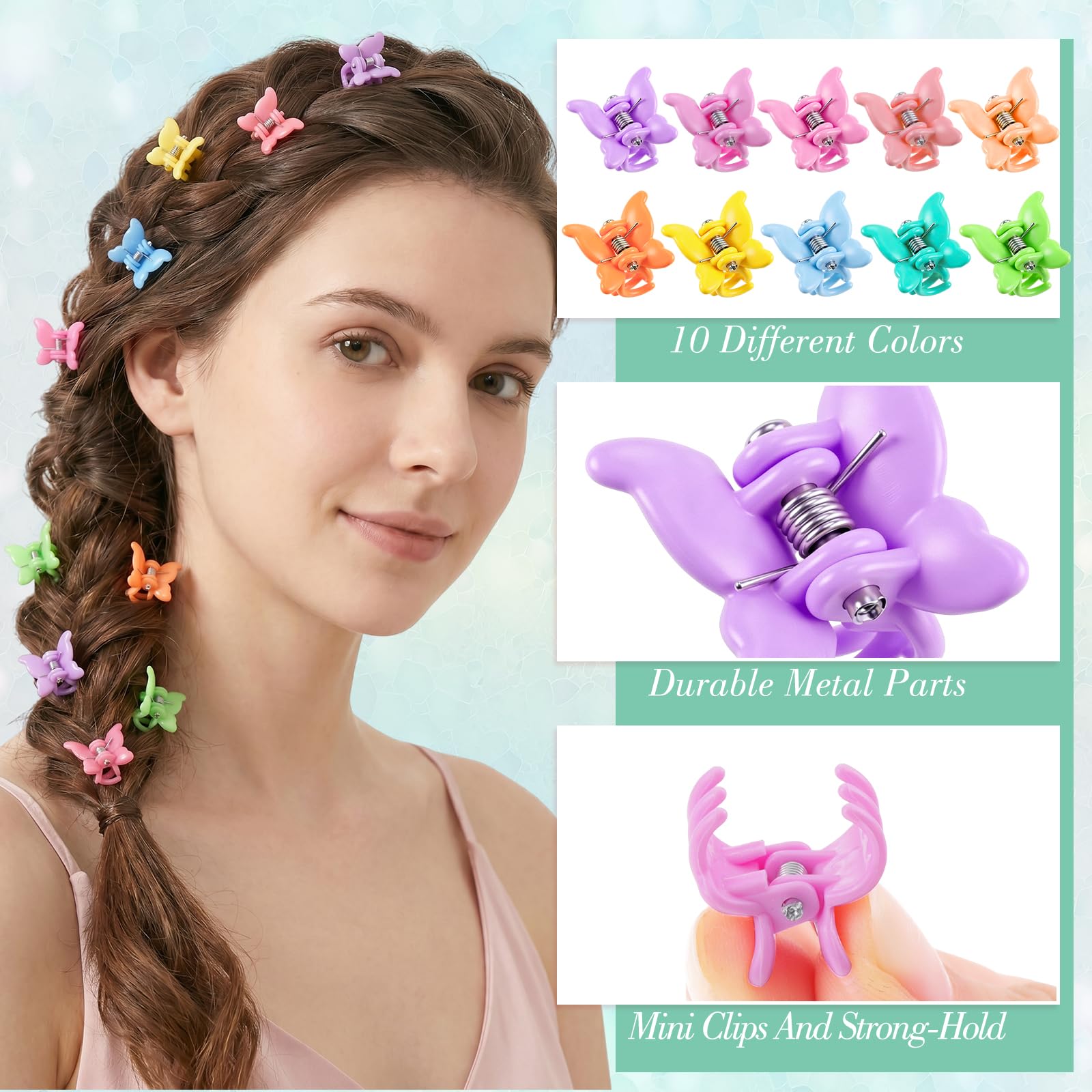 SUMAJU hair clips in use on bangs showing gentle hold and subtle decorative effect