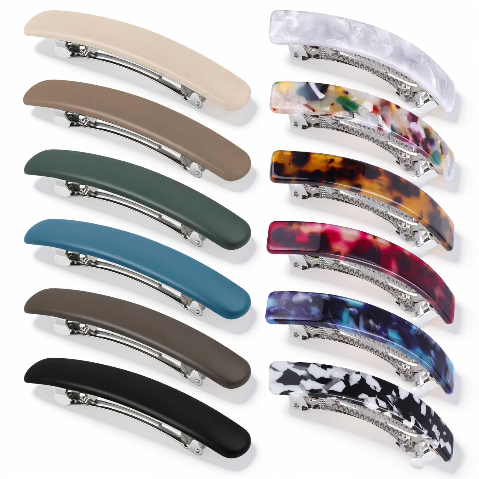 SUMAJU front packaging showing 12 hair barrettes and color variety