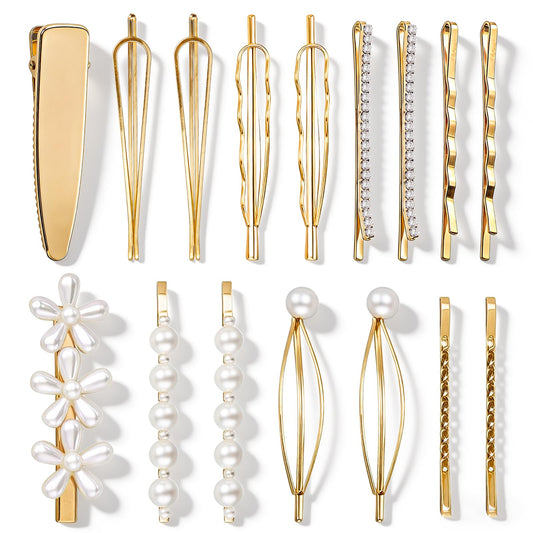 SUMAJU front packaging showing 16 gold pearl bobby pins and benefits