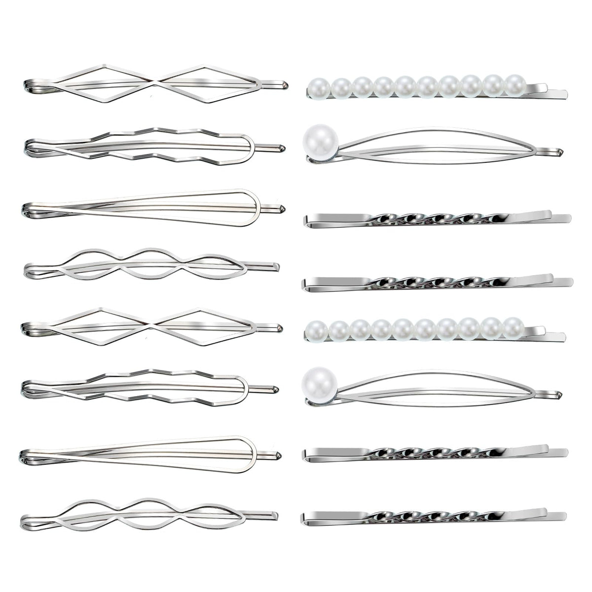SUMAJU front packaging showing full 16-piece silver clip set for versatile styling