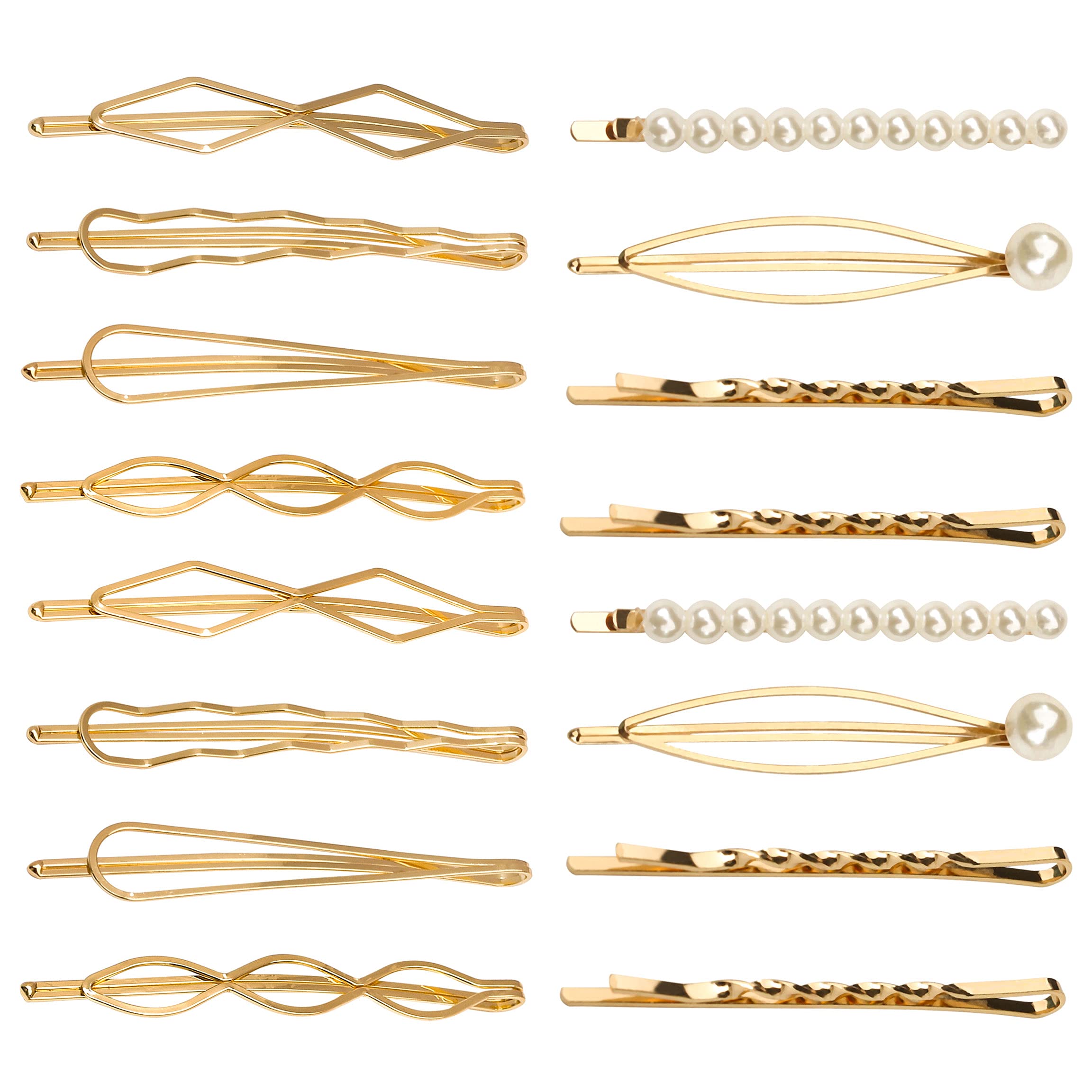 SUMAJU front view of 16-piece gold hair pin set showing organized assortment and neat packaging benefit