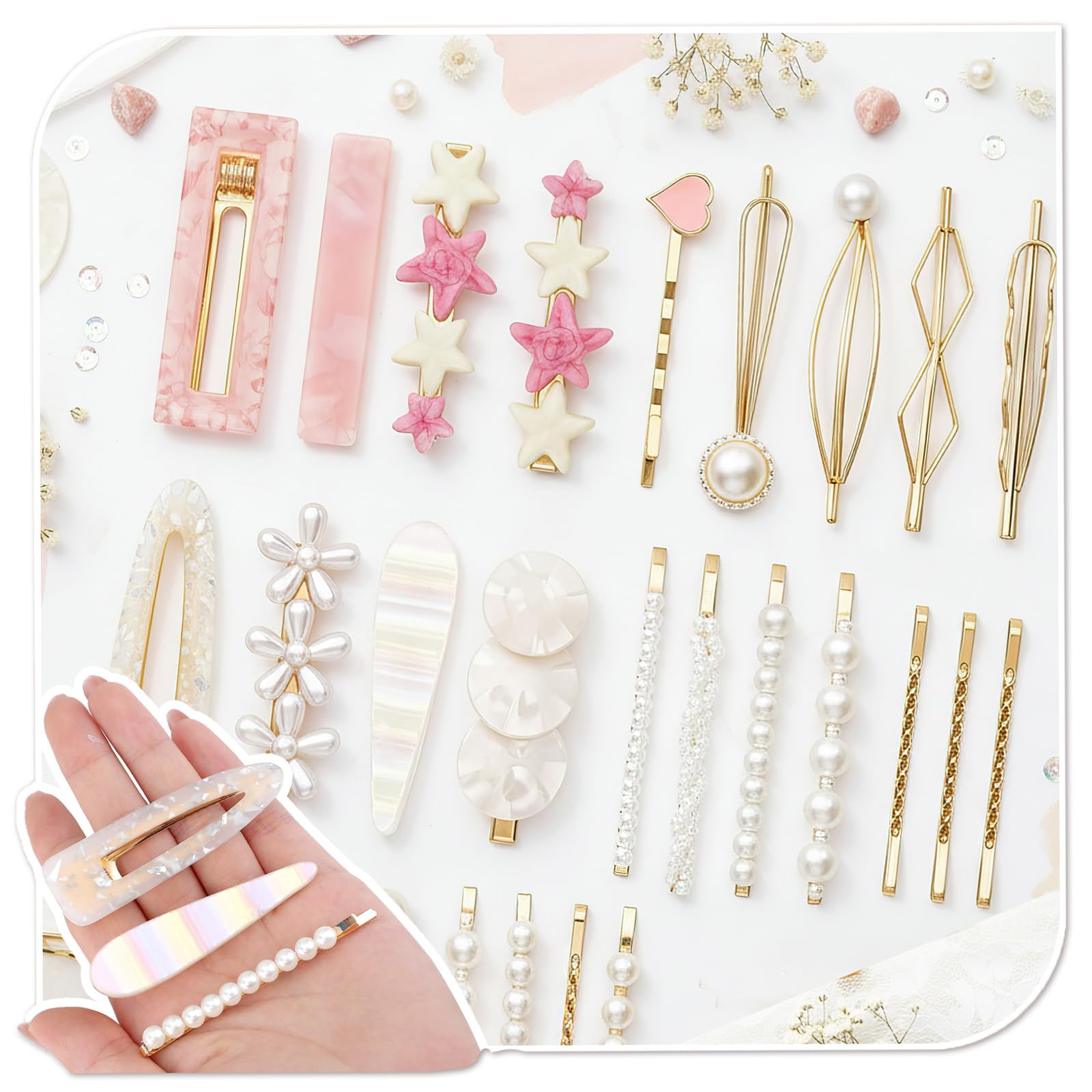 SUMAJU hair clips decorating a half-up hairstyle for a polished event-ready look