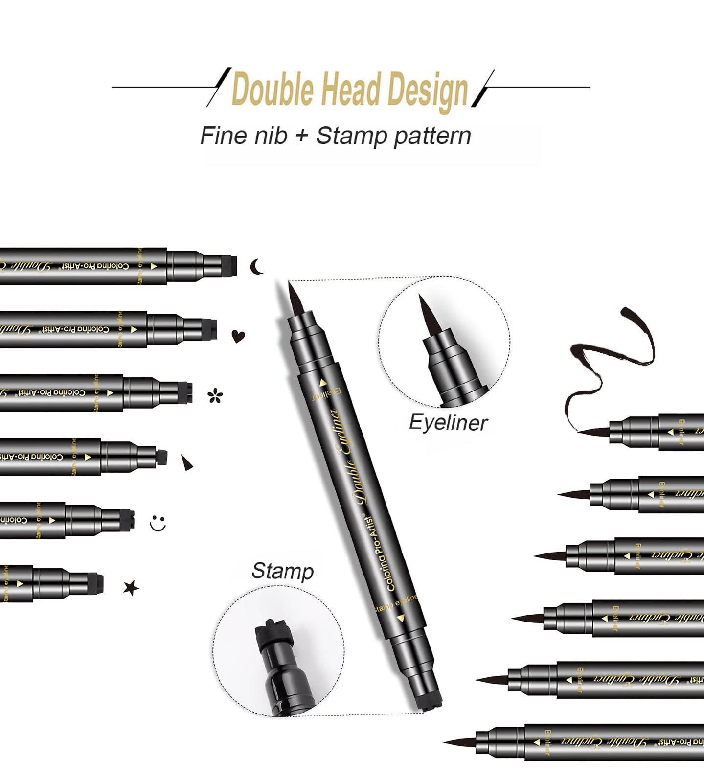 SUMEITANG close-up of double-ended pen tips demonstrating precise liner and stamp capability